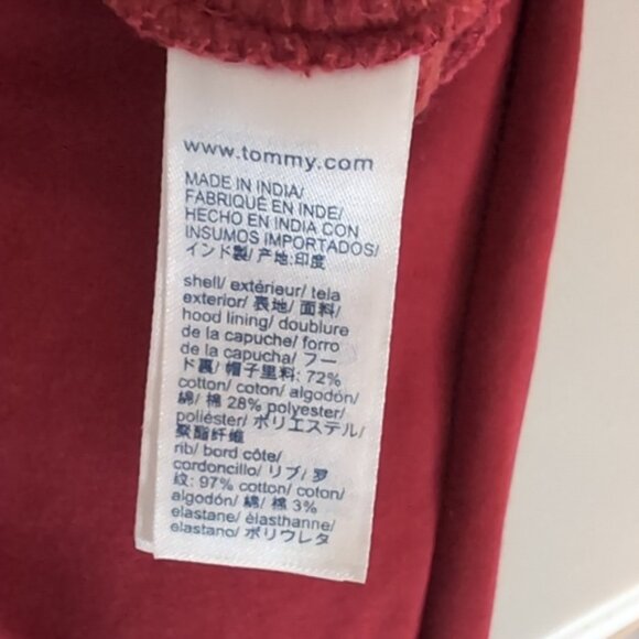 Tommy Hilfiger Red Hoodie Sweatshirt Pullover Fleece Hooded Mens Size Medium - Picture 13 of 13